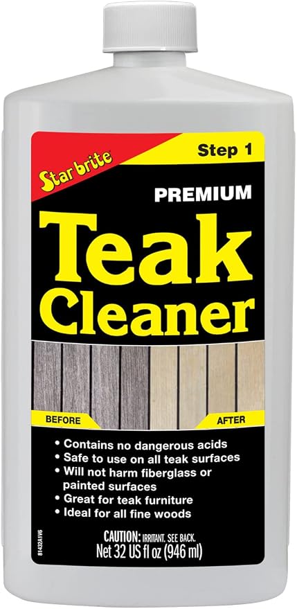 STAR BRITE Premium Golden Teak Oil - Sealer, Preserver & Finish & Other Fine Woods - 16 OZ & Premium Teak Cleaner - Restore, Renew & Refresh Old Weathered Gray Teak Furniture & Other Fine Woods