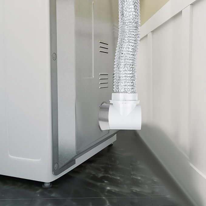 Dryer Vent Connector Kit, 4" Dryer Vent Hose for Tight Space with 90 Degree Elbow, 9.84FT Aluminum Exhaust Flexible Hose, Sealing Tap, Silver