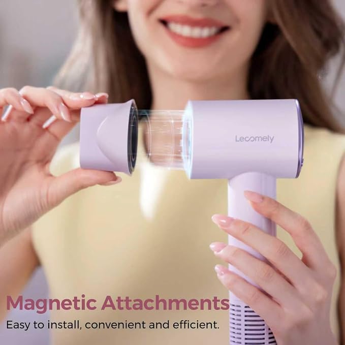 Dual Voltage Hair Dryer for Worldwide Travel, High-Speed Travel Hair Dryer for 5X Faster Drying, 200M Negative Ions, 0.69lb Portable Blow Dryer for Salon Results at Home & Abroad S4AT (Purple Dryer)