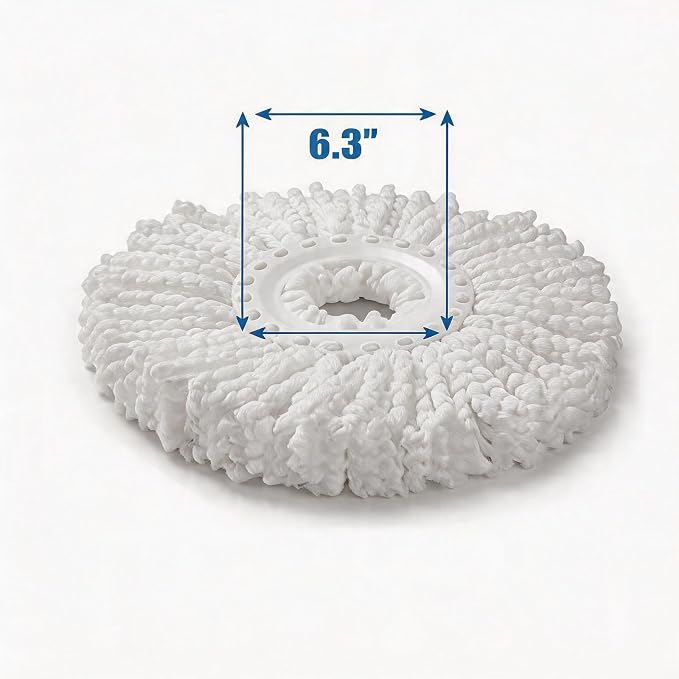 Spin Mop Heads Refill, Easy Wring Microfiber Replacement Pads for Deep Cleaning 6-Pack Universal Fit for Most Round Spin Mops