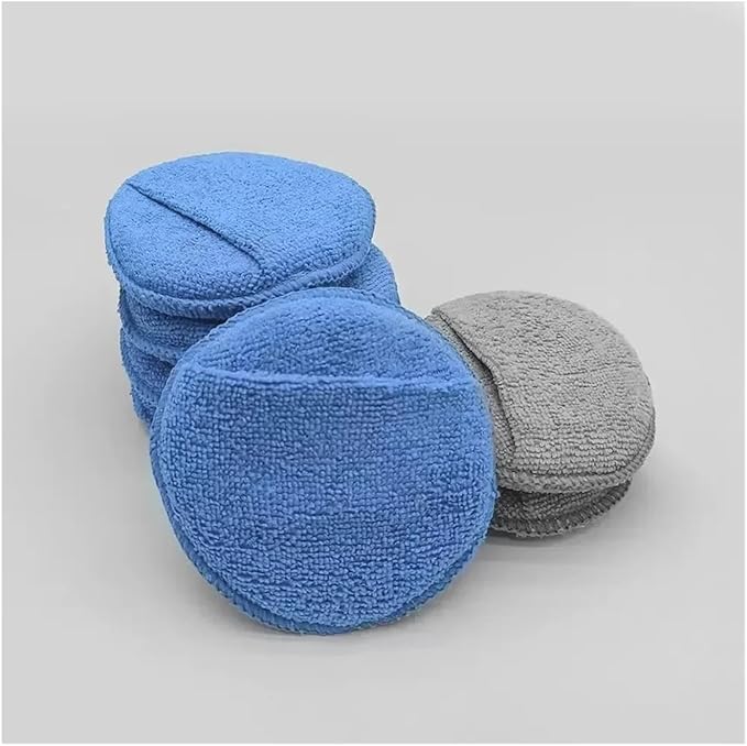 10/1Pcs 5-Inch Microfiber Wax Applicator Pad - Ultra Soft Car Polishing Sponge with Finger Pocket for Care(Grey 10Pcs)