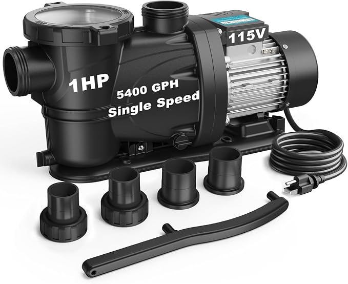 1HP In/Above Ground Pool Pump, 5860GPH Single Speed High Flow 115V Powerful Self Primming Swimming Pool Pumps with Filter