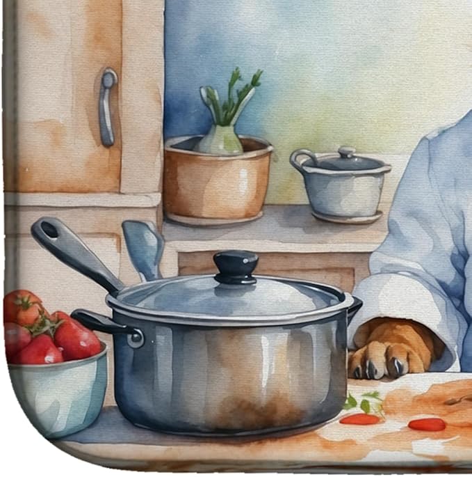 Caroline's Treasures DAC6202DDM Belgian Tervuren The Chef Dish Drying Mat Absorbent Dish Drying Mat Pad for Kitchen Counter Dish Drainer Mat for Countertop, 14 x 21", Multicolor