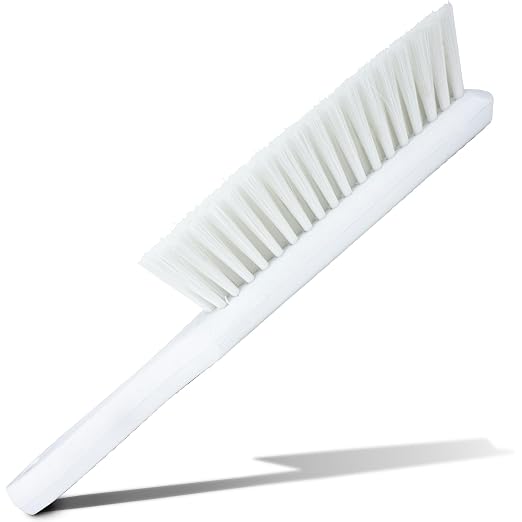 SPARTA 8 Inch Soft Counter Brush with Polyester Bristles and 5 Inch Handle, Color Coded Handheld Broom for Tables Countertops and Foodservice Surfaces, 13 Inch Overall Length, White, Pack of 6