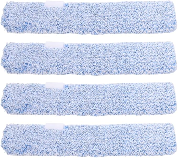 Ipetboom Replacement Window Scrubber Pads 4 Pack Reusable Microfiber Window Cleaner Refills for Bathroom Mirrors Tabletops Glass Cleaning 14.17 X 2.75 X 1.57 in