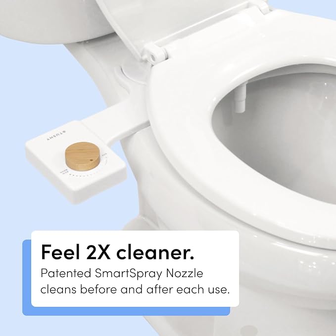 TUSHY Fresh Ultra-Slim Starter Bidet Attachment for Toilet | Non-Electric, Adjustable Water Pressure, Cool Water Rear Wash, Self-Cleaning | Fits Elongated & Round Toilets, Easy 10 Min Install, Silver