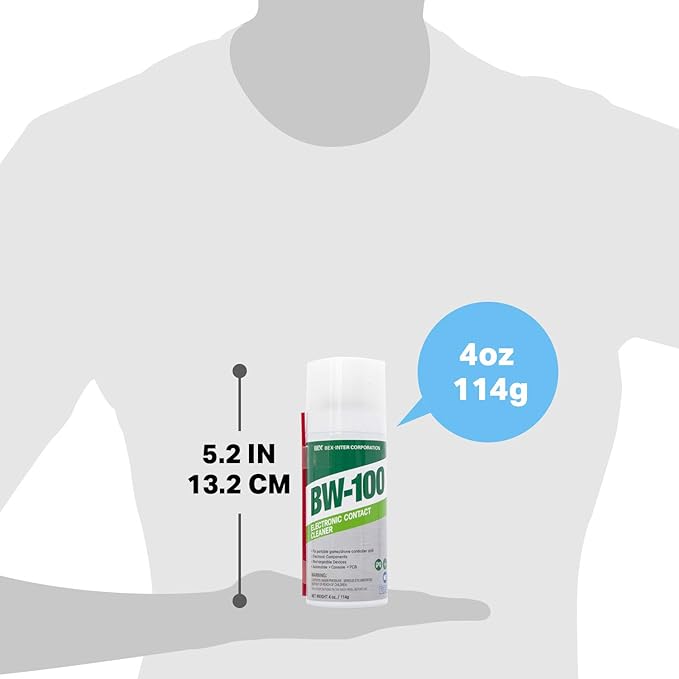 BW-100 Non-Flammable Electronic Contact Cleaner Aerosol Spray - Safely Cleans Joysticks, Computers, PCB and More - Removes dust, Dirt and contaminants on Contact-Quick Dry | 4oz/114g | Pack of 3