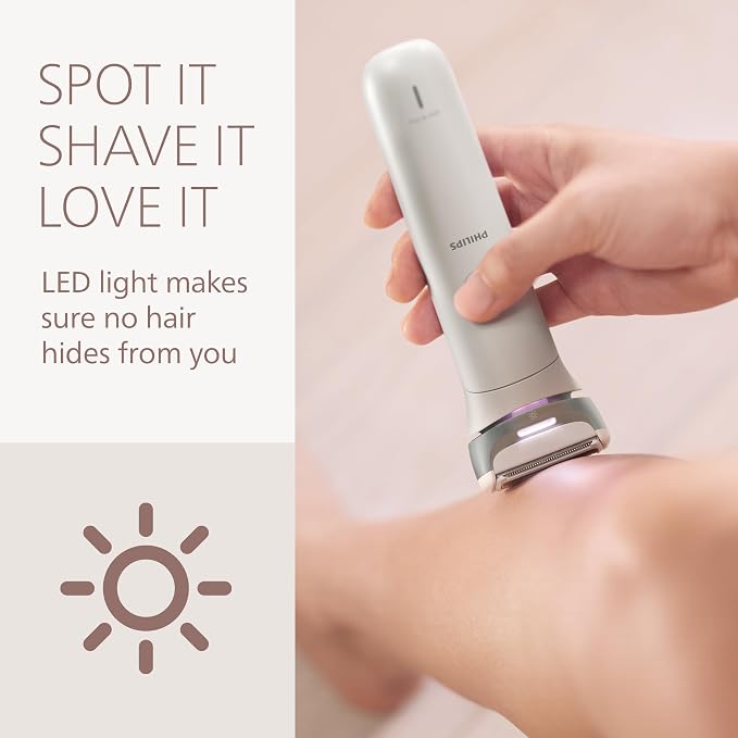 Philips Lady Shaver Series 8000 - Cordless, Wet & Dry Electric Shaver, 3-Blade Shaving System, Flexible Shaving Head, LED Light, for Face, Legs, Body & Bikini, 100 Mins. Runtime, Model BRL159/00