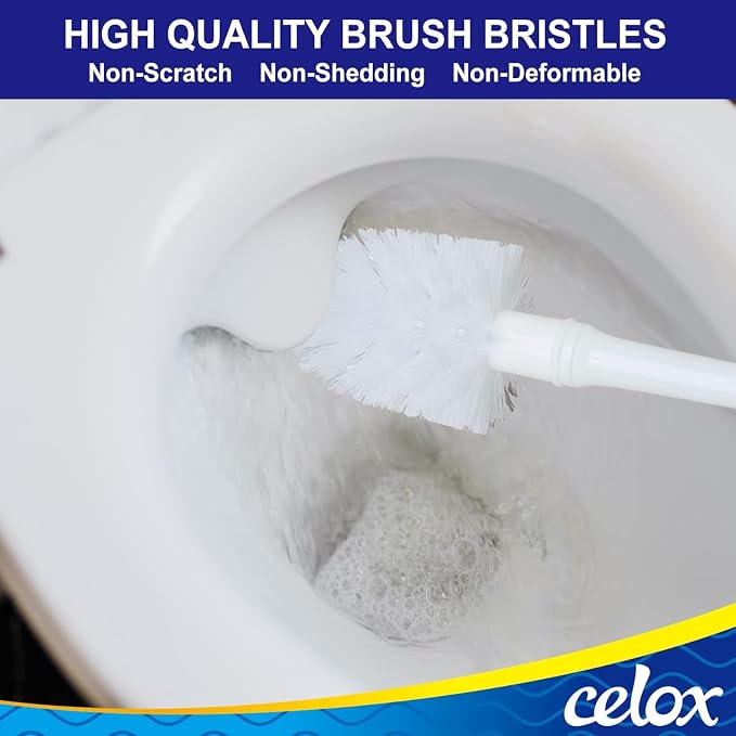 CELOX Toilet Bowl Brush and Holder, Bathroom Cleaning Kit, 2 Set, White