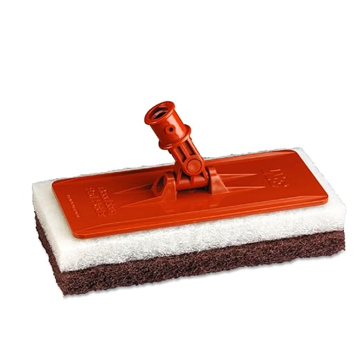 3M Doodlebug Floor Pad Holder, 9" x 3.75", Orange – Durable Plastic Holder for Cleaning Pads, Compatible with Standard Threaded Handles