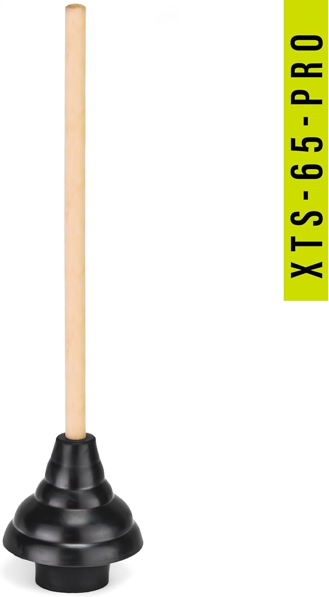 SteadMax XTS-65-PRO Heavy Duty Toilet Plunger, Commercial Grade, Powerful Double Thrust Force Rubber Cup with Wood Handle, for Clogged Bathroom, Shower, and Kitchen, 3 Pack (22" x 5.75")