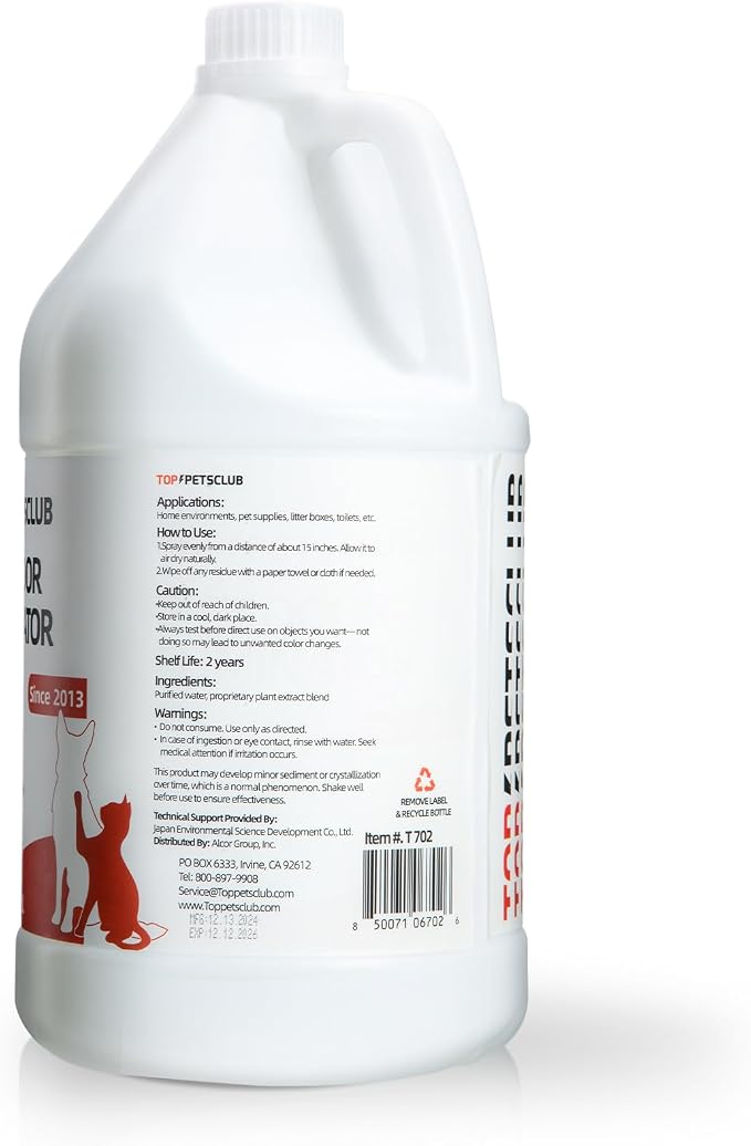 Pet Odor Eliminator for Strong Odor, Pet Stain Remover for carpet, Ready to Use Plant Based Formula Dog & Cat Urine Odor Eliminator Spray - Colorless and Odorless,Used in House, Doghouse(128oz)