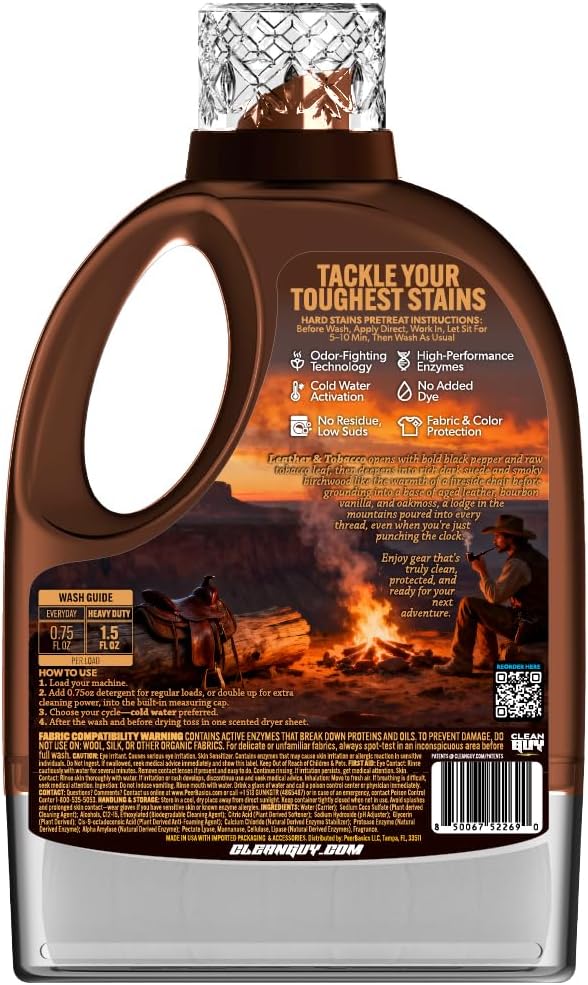Laundry Detergent with Dryer Sheets | Powerful Cleaning, Soft & Fresh Clothes, Long-Lasting Aroma - Leather & Tobacco (100 Loads PLUS 100 Dryer Sheets)