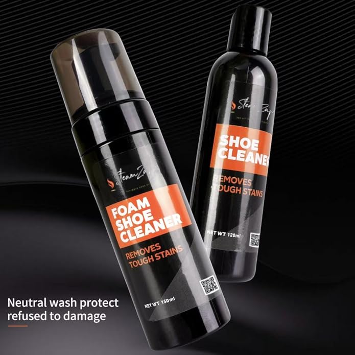 Shoe Cleaner Kit with Foam & All Fabric Cleaner, Shoe Shield Liquid, Deodoriser, Brush & Towel. Suitable for all types Suede, Sneakers, Canvas, Leather, Mesh, Woven, Knitted Shield,