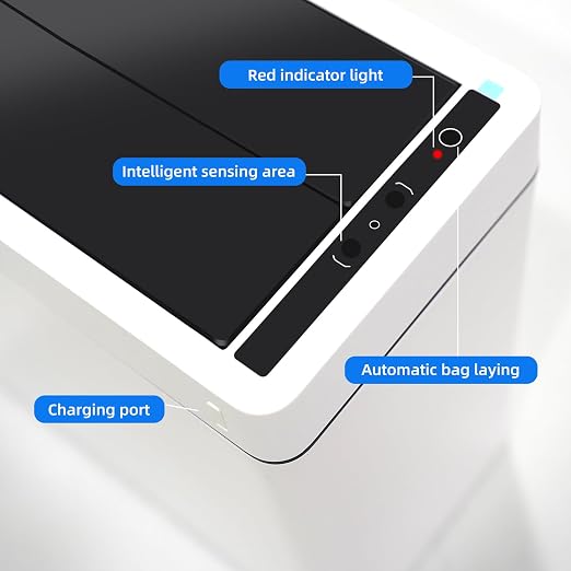 4.5 Gallon Touchless Bathroom Trash Can with Auto Bagging System, Automatic Sensor Lid Waste Bin for Bedroom, Office & RV, White