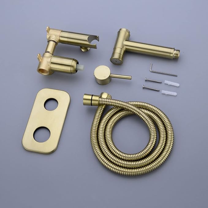 TRUSTMI Bathroom Concealed Hot and Cold Bidet Spray Set Hand Held Sprayer Shattaf Warm Water Toilet Attachment, Brushed Gold