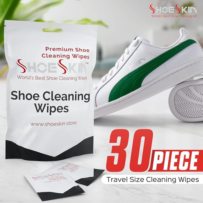 Shoe Cleaning Wipes (30 Count) - Textured Sneaker Cleaning Wipes Great for Travel - Works for All Shoes and Sneakers