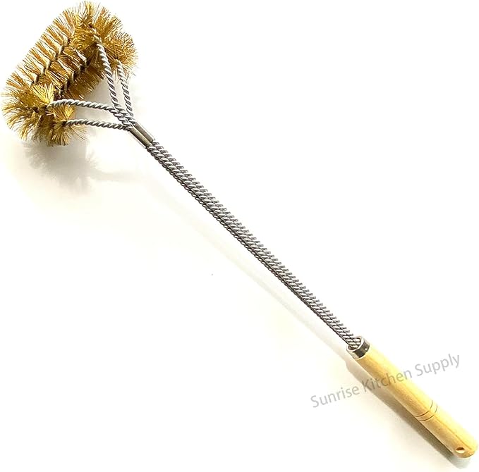 SUNRISE Fryer Brush with Long Handle (Brass, Double Brush)