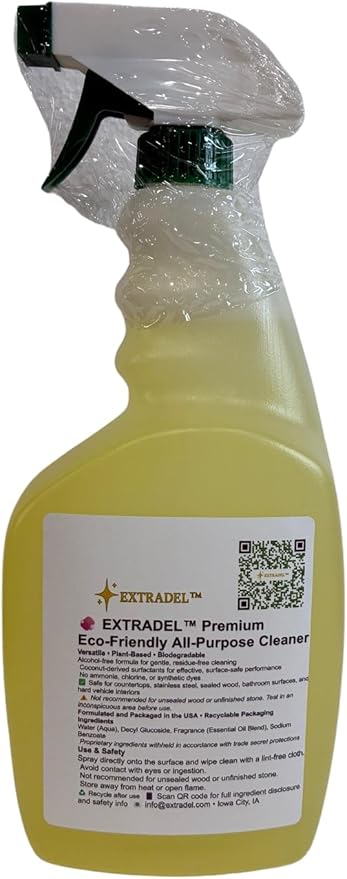 EXTRADEL™ Safe on Counters, Tough on Daily Messes – Premium 32 oz Plant‑Based, Shine‑Boosting All‑Purpose Cleaner with Essential Oil Scent
