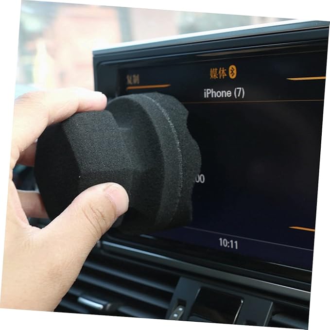 FAVOMOTO 12pcs Handy Wax Sponge Wave Pattern Polishing Sponges for Car Waxing and Detailing for Dashboard Seats Cleaning Durable and Easy to Grip Black