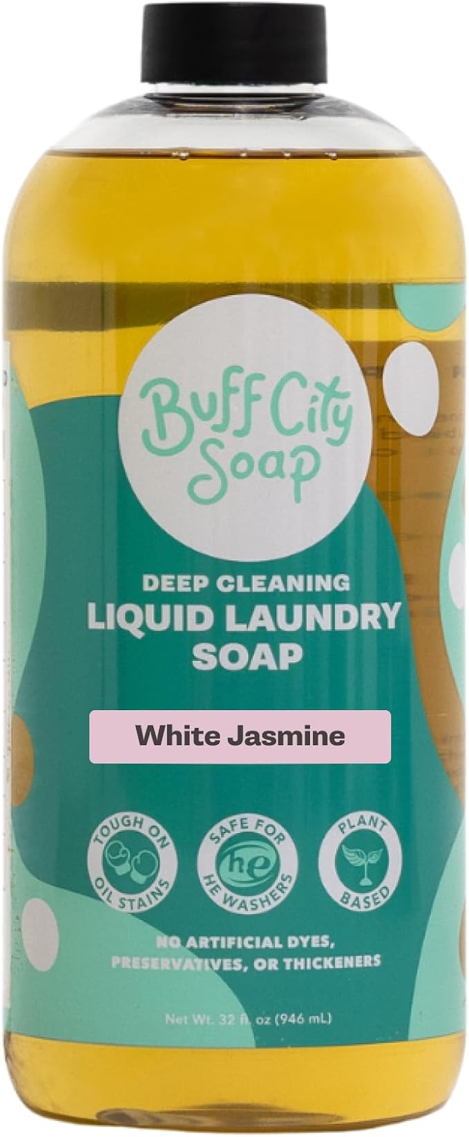 Buff City Soap - Liquid Laundry Soap Made With Simple Ingredients & No Harsh Chemicals - Cleans Tough Stains & Lifts Dirt - Floral, Citrus, & Cedarwood Scented Laundry Detergent - White Jasmine