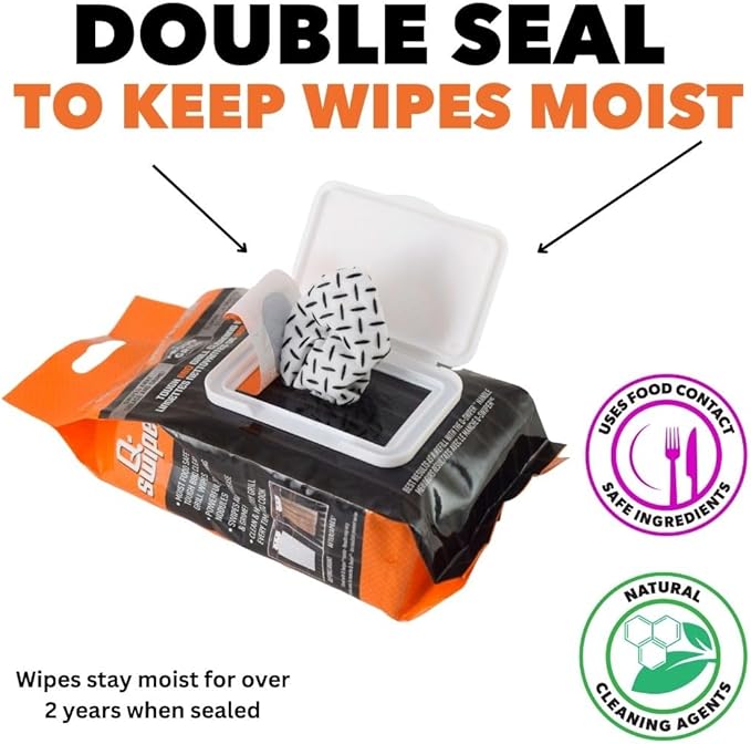Proud Grill Q-Swiper Grill Cleaning Wipes - Bristle & Wire Free BBQ Cleaner, Heavy Duty Degreaser Wipes, Grease & Grime Remover for Outdoor Barbecue Grills, 40 Count, 1-Pack
