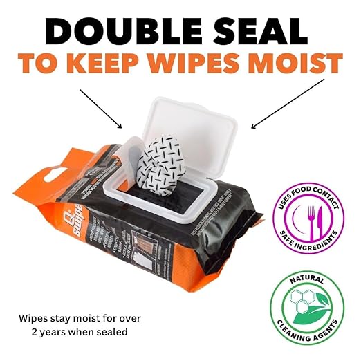 Proud Grill Q-Swiper BBQ Grill Cleaning Bundle – Grill Brush with Scraper + Heavy-Duty Grill Cleaning Wipes, Bristle-Free & Wire-Free Grease Removal Kit