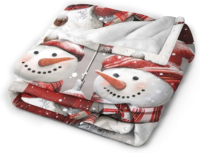 Tijuboni Snowman Throw Blanket for Girls Boys Women Men Kids Adults Soft Flannel Fleece Blanket for Couch Sofa Bed Home Decor 50"x60"