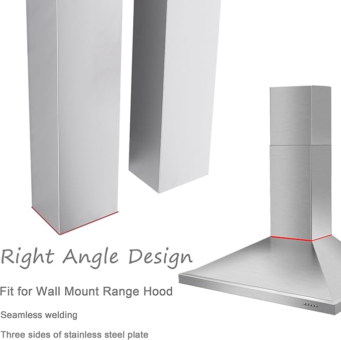 Wall Mount Range Hood Cover Extension Retractable Adjustable Kitchen Fan Chimney Vent Extender Duct Stainless Steel Upper and Lower 8 1/4"(W) x6. 7"(D) x 31 1/2~63"(H)