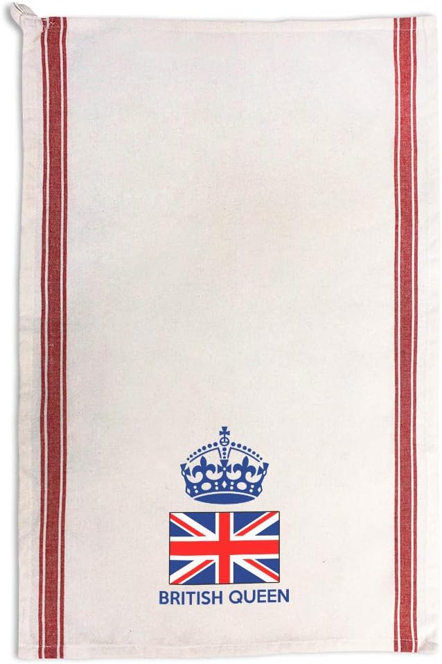 Custom Decor Kitchen Towels British Queen Crown Countries Countries Queen Cleaning Supplies Dish Towels Red Stripe Design Only