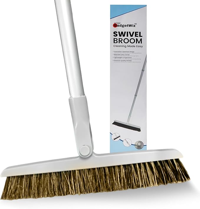 Broom for Hardwood Floors, 18" Swivel Head, 54" Handle Sweeper Lightweight Broom Easy Sweep Like Horsehair Broom