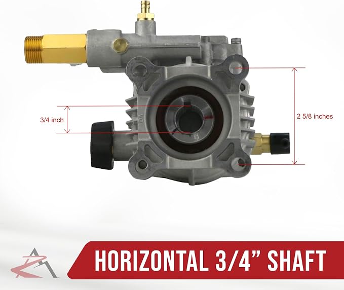 The ROP Shop 3000 PSI 2.5 GPM Horizontal 3/4" Shaft Pressure Washer Pump | Compatible with Karcher K2400HH, G2400HH, Honda GC160