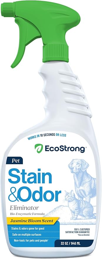 Eco Strong Pet Stain and Odor Remover - Pet Odor Eliminator, Urine Destroyer for Dogs, Pet Urine Enzyme Cleaner | Jasmine Bloom - 32 oz