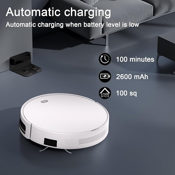 Robot Vacuum and Mop Combo,5500Pa Strong Suction,Anti-Tangle Brushless Inlet 2 in 1 Super Thin Robotic Vacuum with App/Remote/Voice Control, Self-Charging,for Pet Hair, Hard Floor, Low-Pile Carpet