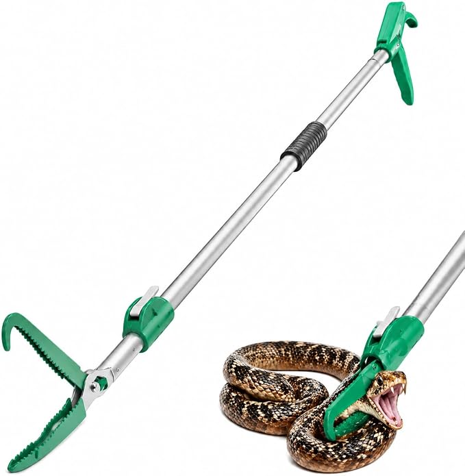 78" Extendable Snake Grabber Reptile Tongs Rattle Snake Catcher Wide Jaw Handling Tool with Lock and Comfortable Grip