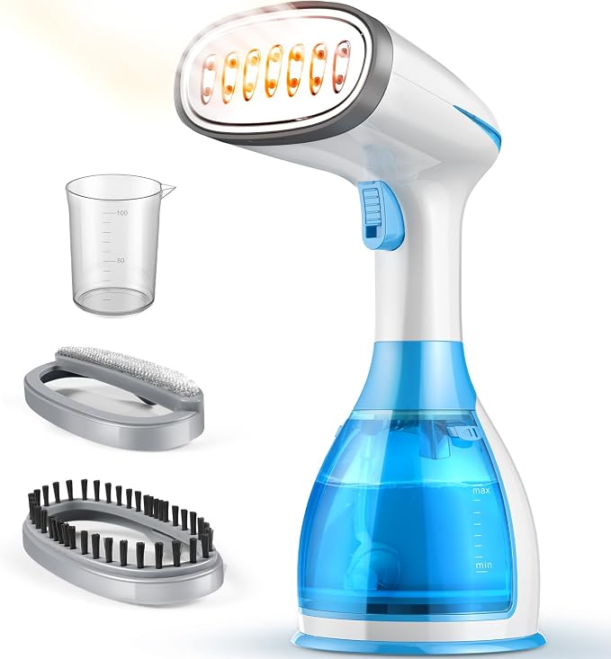Steamer for Clothes, 15s Heat-Up Handheld Clothes Steamer with Dual Steam Holes, Strong Penetrating Steam, 1200W Portable Garment Steamer Fabric Wrinkle Remover with 300ml Large Tank for Home & Travel