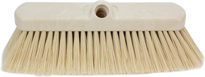 SPARTA 41278EC25 Flo-Thru Plastic Wall Scrub Brush, Equipment Brush With Soft Nylex Bristles For Industrial Kitchens, Hospitals, Commercial Cleaning, 4 Inches, Tan