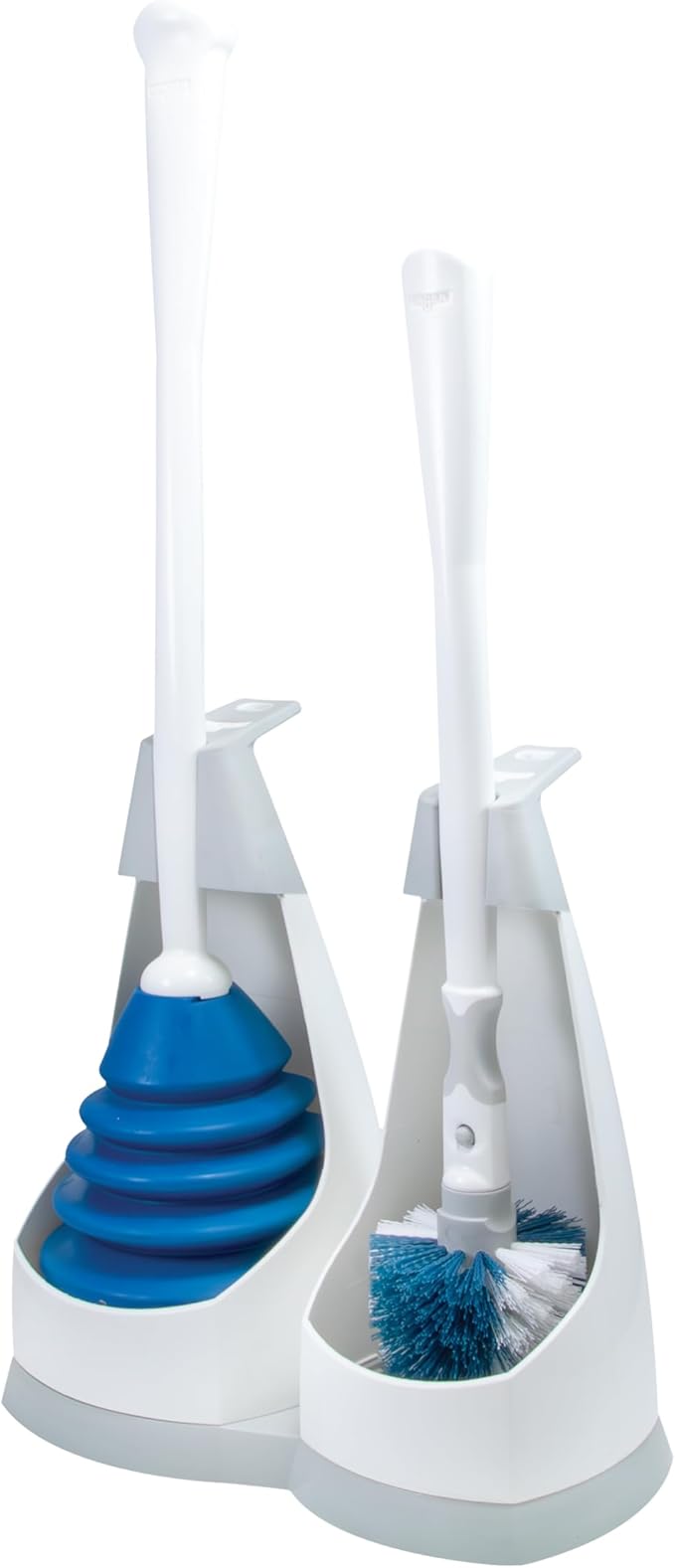 Unger EZ No-Drip Combo Toilet Brush and Plunger Set with Carrying Caddy, Cleaning Tools for Home and Business Bathroom, Discreet Scrubber Accessories Set for Tough Stains and Tight Suction