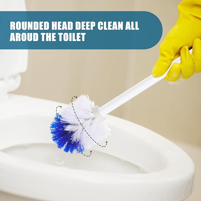 Willinglong 30 Pcs 18.5 Inch Toilet Bowl Cleaner Brush Bathroom Long Plastic Handled Cleaning Scrubber with Hook Hole Without Holder for Household Cleaning (Blue,White)