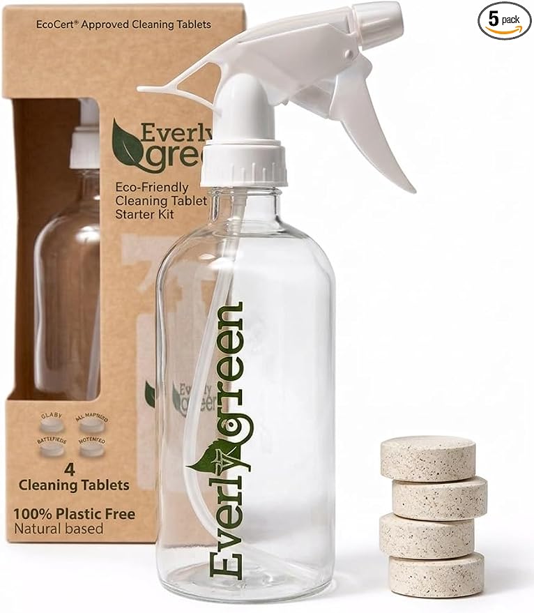 Eco Tabs Multi Surface Cleaner Concentrate – All Purpose Cleaner Concentrate Refill Kit Includes 4 All Purpose Cleaner Tablets + Multi Surface Cleaner Spray For Kitchen, Bathroom & Glass