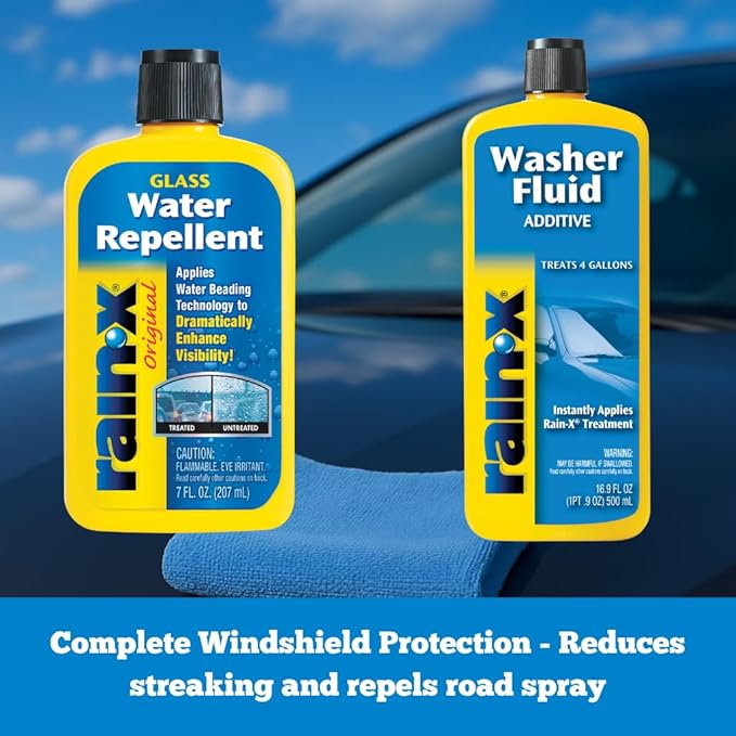 Rain-X White RX11806D Washer Fluid Additive-16.9 fl. oz, 500. ml & 800002243 Yellow Windshield Treatment, 7. Fluid_Ounces