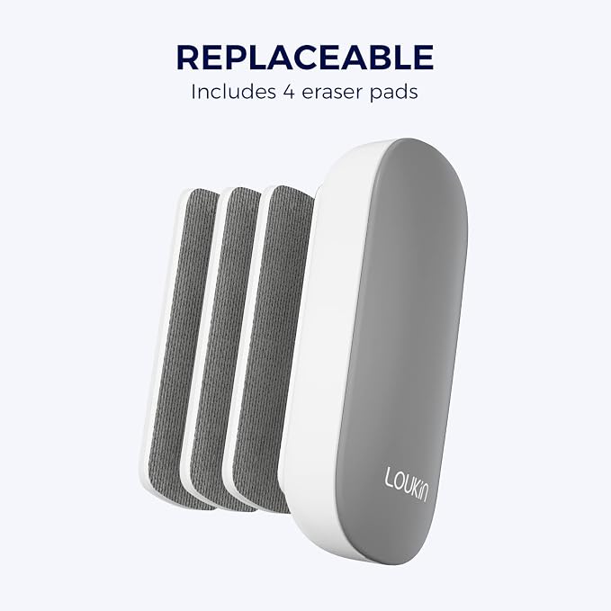 loukin Whiteboard Accessories Bundle | Replaceable Magnetic Dry Erase Eraser (Gray) & Magnetic and Adhesive Marker Holder & Whiteboard Cleaner (3.4 fl oz)