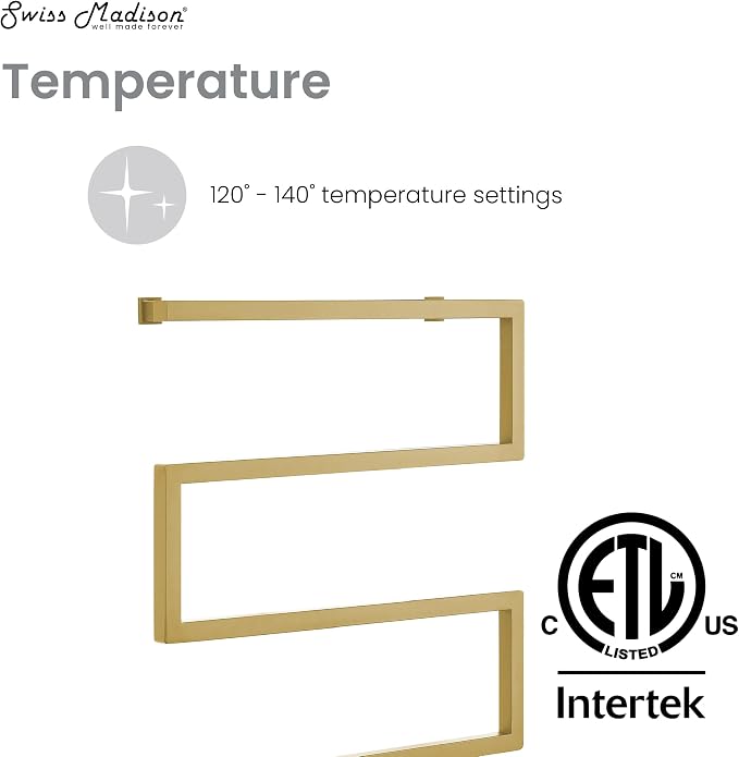 Swiss Madison Voltaire 5-Bar Electric Towel Warmer Heated Towel Racks for Bathroom in Brushed Gold