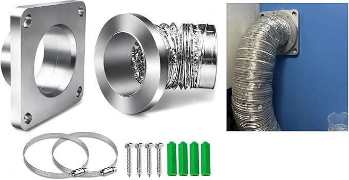 DV180 Magnetic Dryer Vent Coupling Connector Kit Airtight Seal，Easy to Clean Quick Connector Including a 2.6ft 4" Duct and two Clamps | Quick Connection and Disconnection, Strong Magnet Self-Alignment Design, Quick-Installation, Dryer Vent Connector Kit