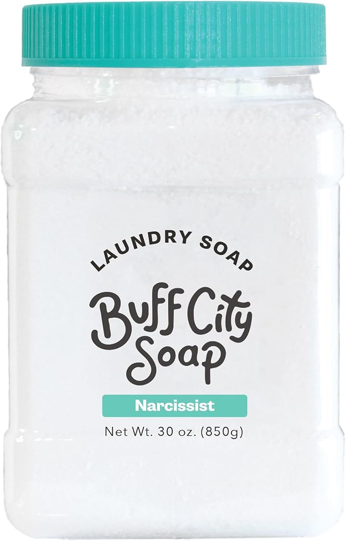 Buff City Soap - Plant Based Powder Laundry Soap - Made With 4 Simple Ingredients & No Harsh Chemicals - Sandalwood, Patchouli, Raspberry, & Peach Scented Laundry Detergent Powder - Narcissist