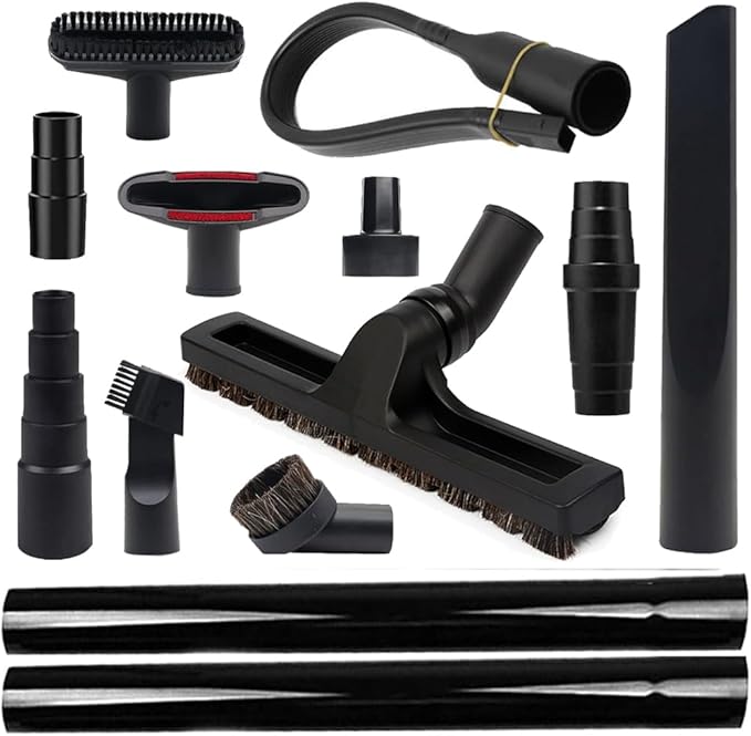 13 Pcs Household Vacuum Attachments for Shop Vac Accessories 1" & 1 1/4" & 1 3/8" &1 1/2" &1 7/8" &2 1/2"-Vacuum Hose Adapter Kit, 1 1/4" Vacuum Brush Flexible Crevice Tool, Vacuum Cleaner Straw Tubes