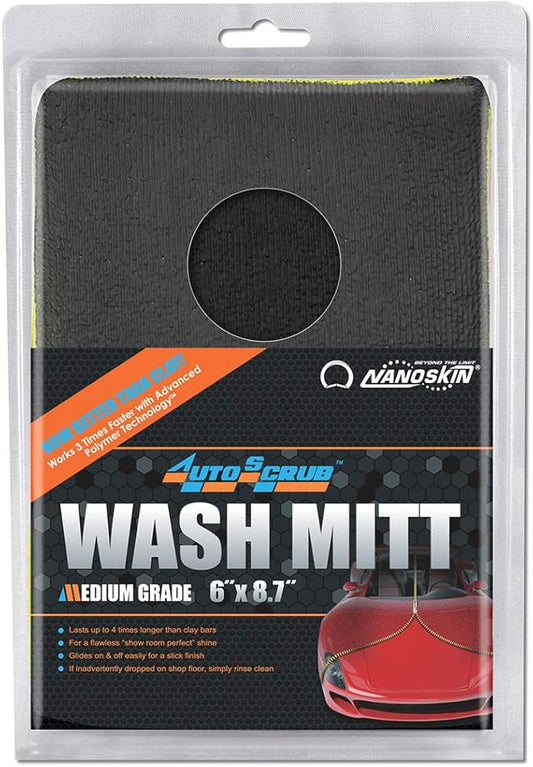 Nanoskin AUTOSCRUB 6" Surface Prep Mitt - Medium Grade - Patented Clay Bar Replacement Tool to Remove Embedded Contaminants Before Wax & Coating | Safe for Painted Surface, Glass, Plastic, Metal, etc.