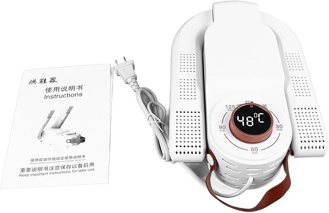 Shoe Dryer, Quick Drying Deodorizing Boot Dryer, Super Quiet, Overheating, Foldable Design Shoe Glove Warmer for Shoes Socks Ski Boots, White (US Plug 110V)