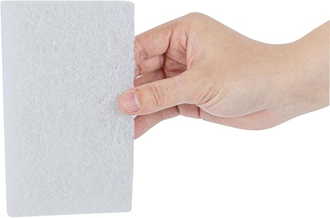 Restaurantware RW Clean 6 x 3.5 Inch Scouring Pads 10 Multi-Purpose Scrub Pads - Not Abrasive Heavy-Duty White Nylon Scrub Pads For Cleaning For Cleaning Or Scrubbing Versatile