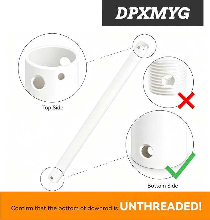 24 inch Ceiling Fan Downrod, 2 FT White Downrod for Ceiling Fan, 1 inch Outside Diameter, Boom Suitable for a Wide Range of Fans (White, Not Threaded)
